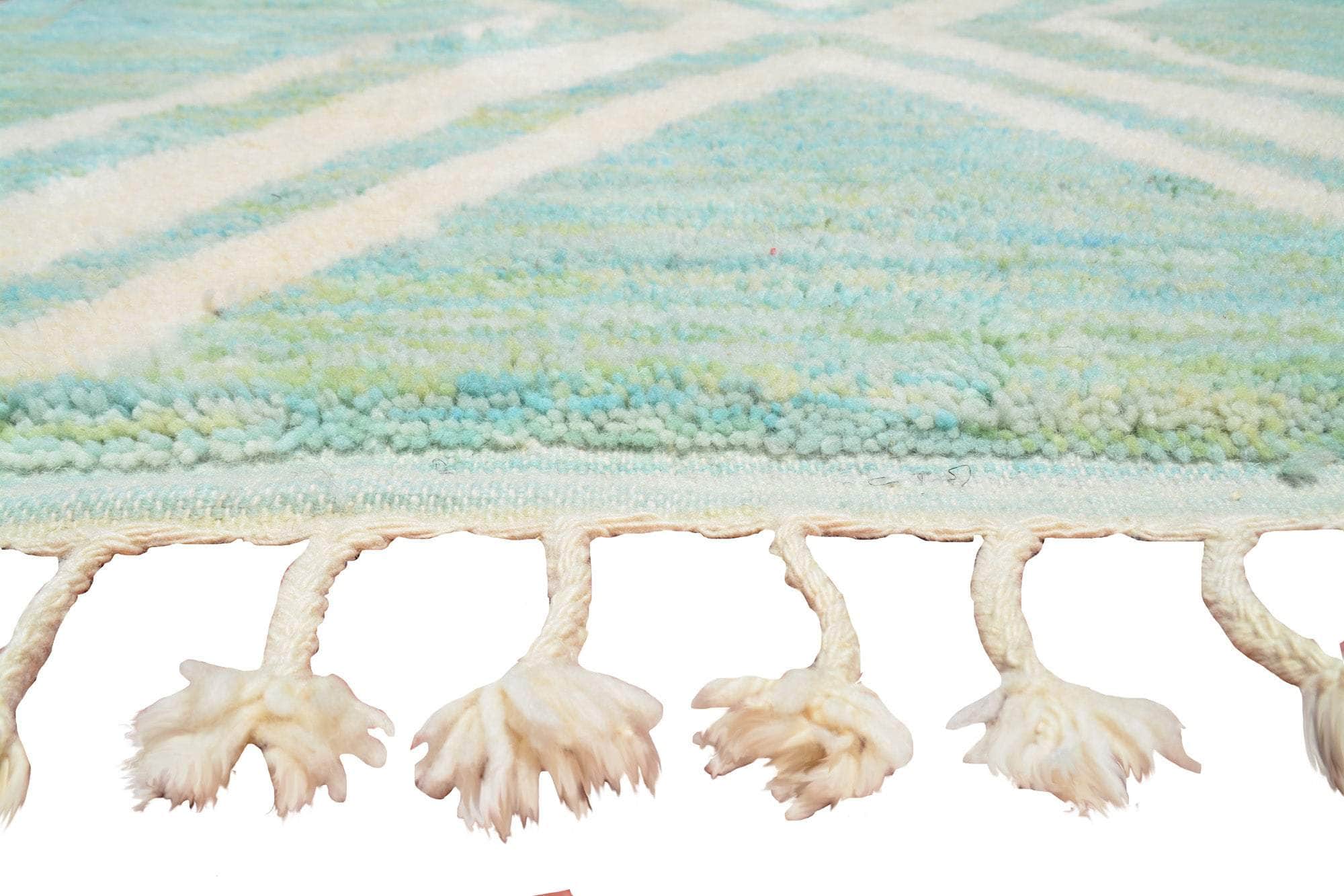 Mali (3'4" x 12'4") - Aqua Mud Cloth Inspired Moroccan Runner Rug - Image 3